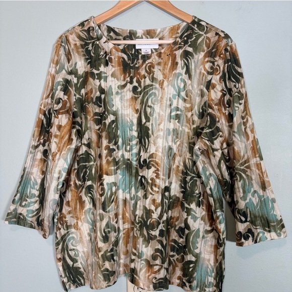 Alfred Dunner Copper Canyon Print Top Blouse-Brown/Green-Women Size XL - Picture 2 of 4